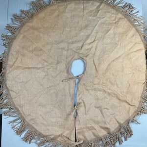 Ballard Designs Burlap Tree‎ Skirt Fringe Rustic Farmhouse Country Christmas